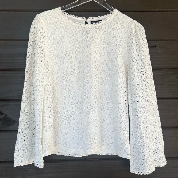 Banana Republic Ivory Lace Bell Sleeve Blouse Size Small - Picture 7 of 12
